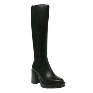Steve Madden Women's Deegan Lug-Sole Knee-High Block-Heel Boots,  Black, 8.5M